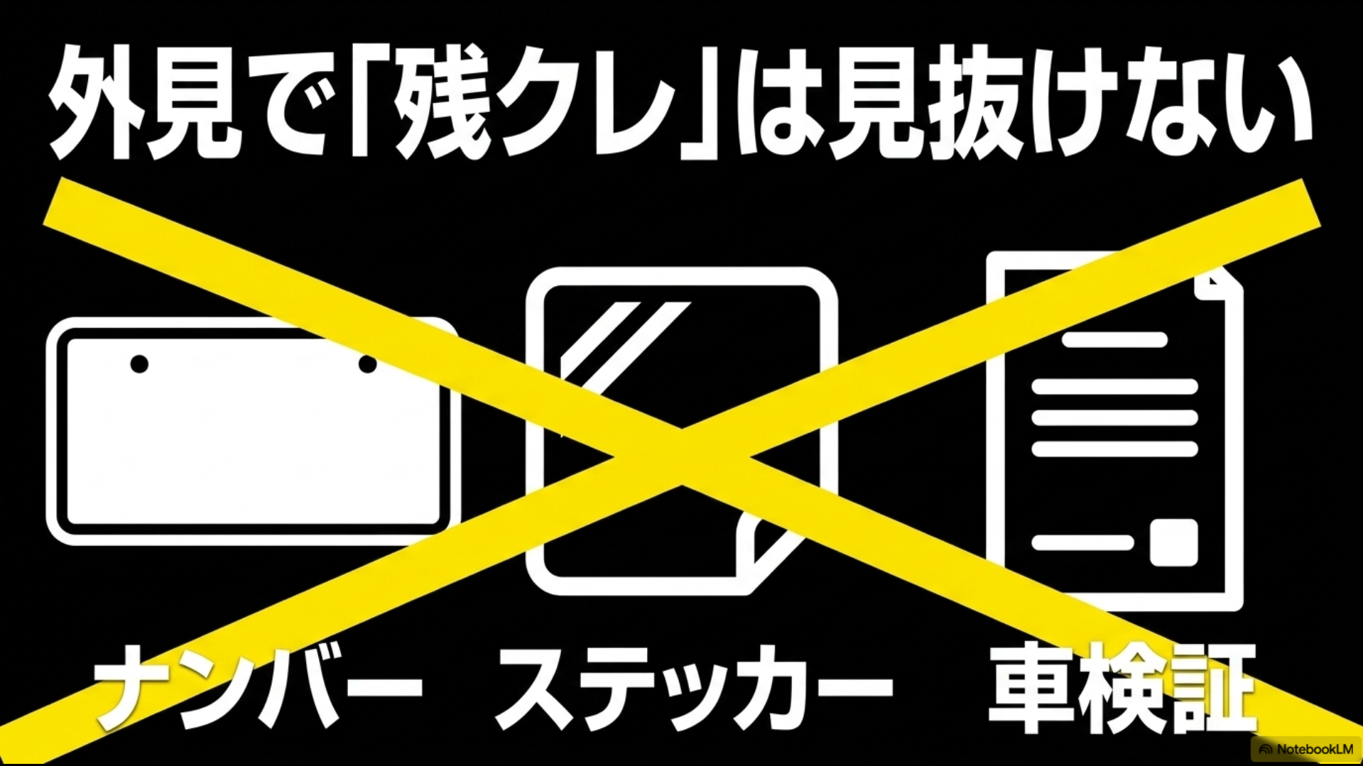 ナンバーやステッカー、車検証などの外見から残クレは見抜けないという解説