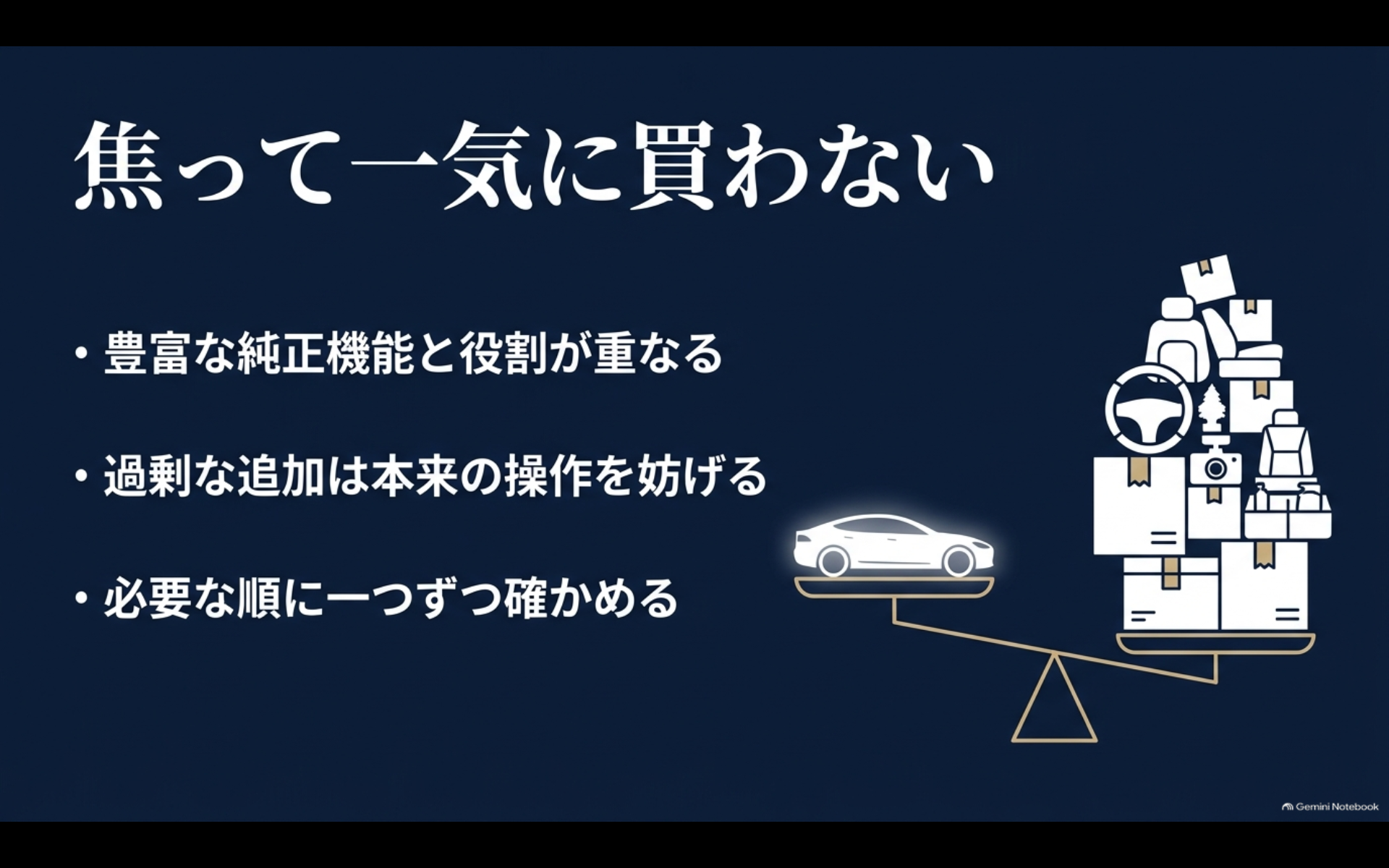 アルファードの純正機能との重複を避けて便利グッズを必要な順に選ぶ考え方