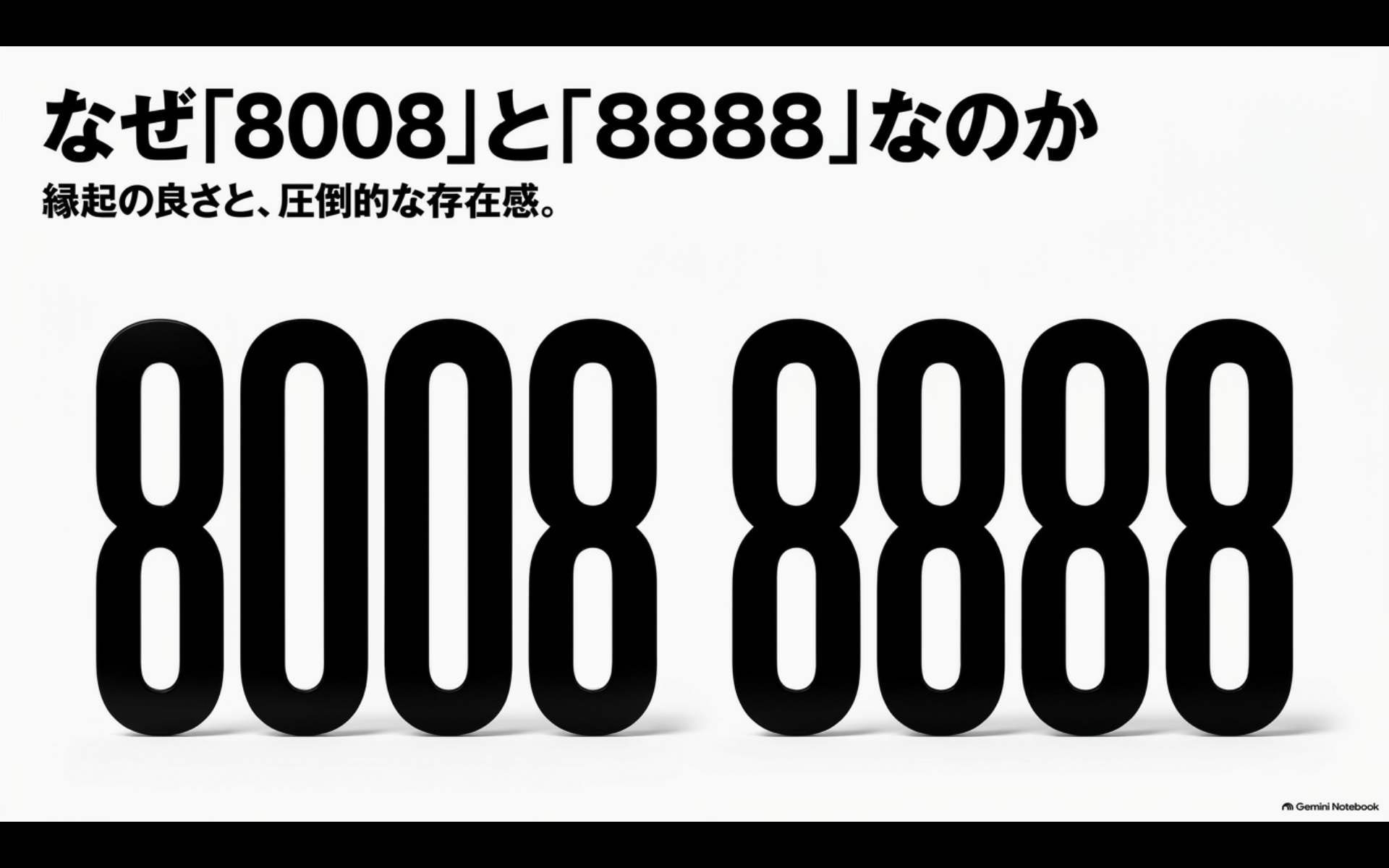 アルファードの希望ナンバー候補として8008と8888を大きく比較したスライド