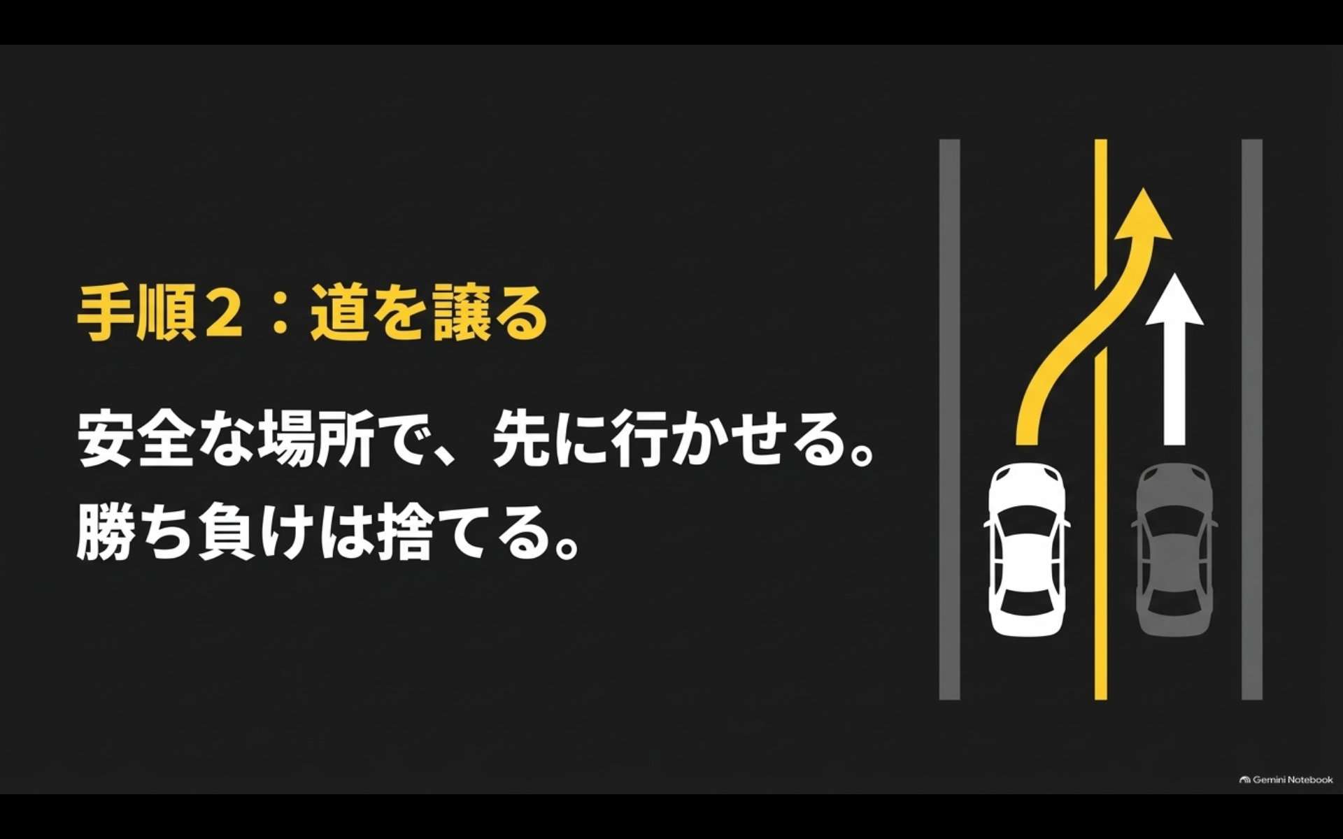煽られた時に安全な場所で後続車を先に行かせる対処手順