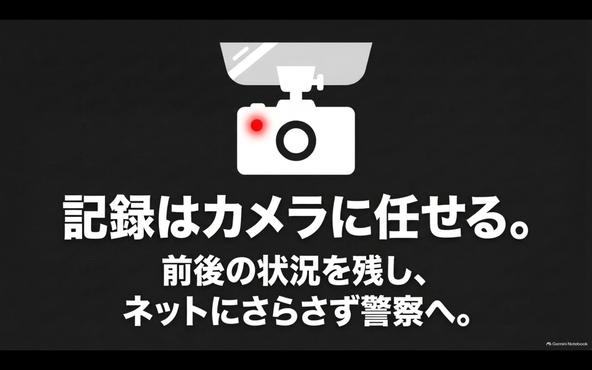 煽り運転の状況はドライブレコーダーで記録しSNSではなく警察へ相談するイメージ