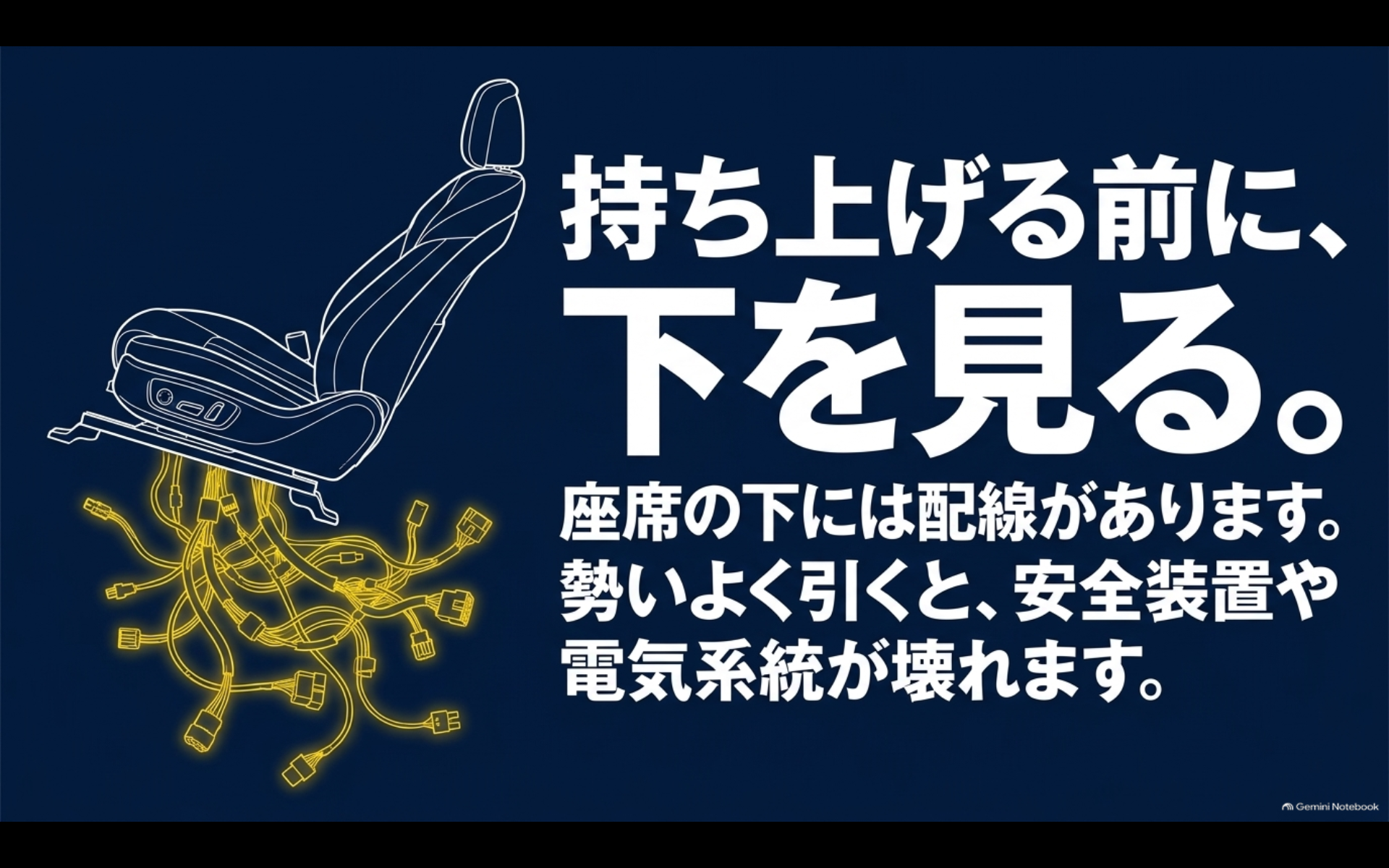 アルファードのセカンドシートを持ち上げる前にシート下の配線やカプラーを確認する