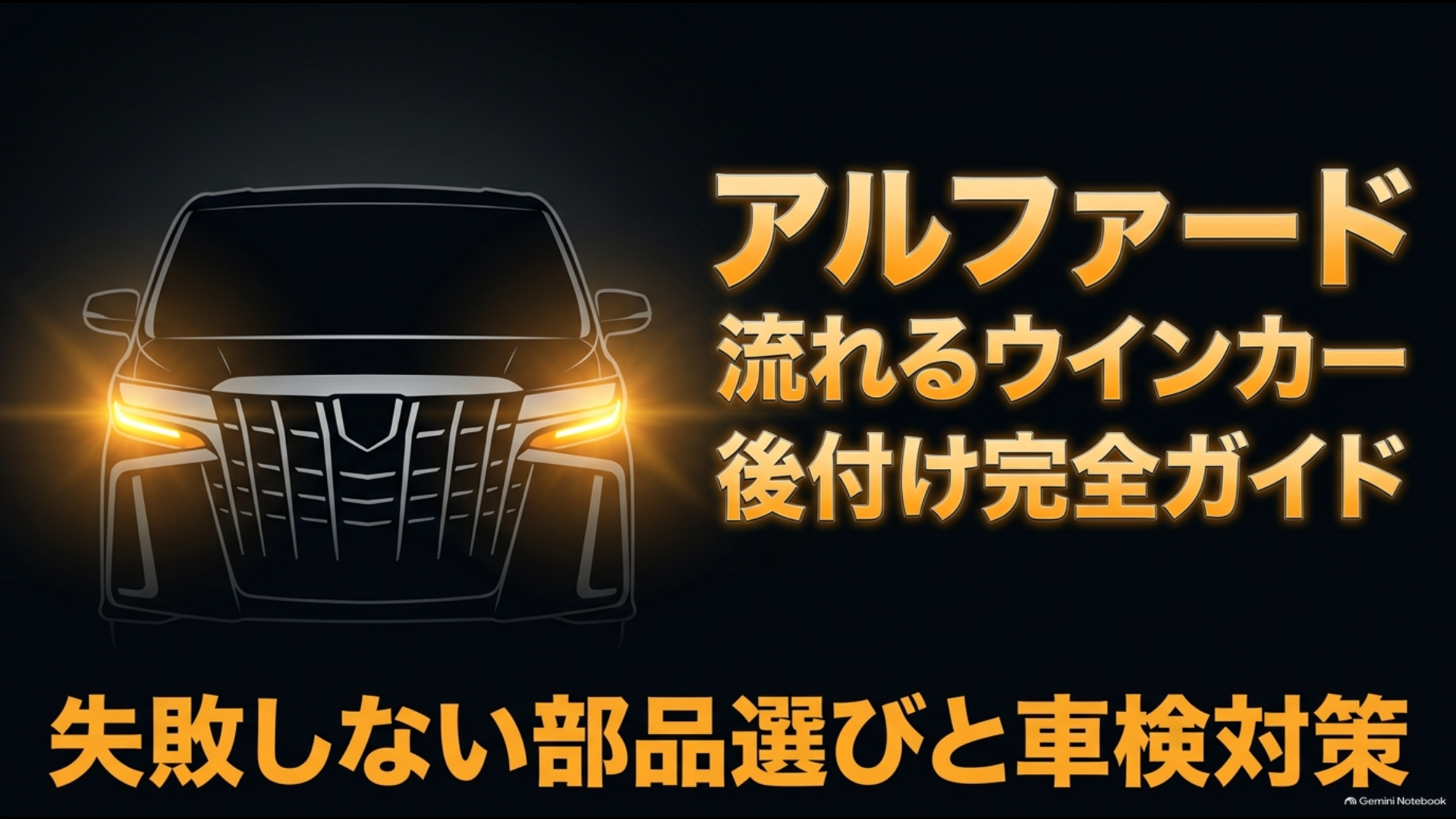 アルファードのシーケンシャルウインカー後付けと部品選び・車検対策を解説するイメージ