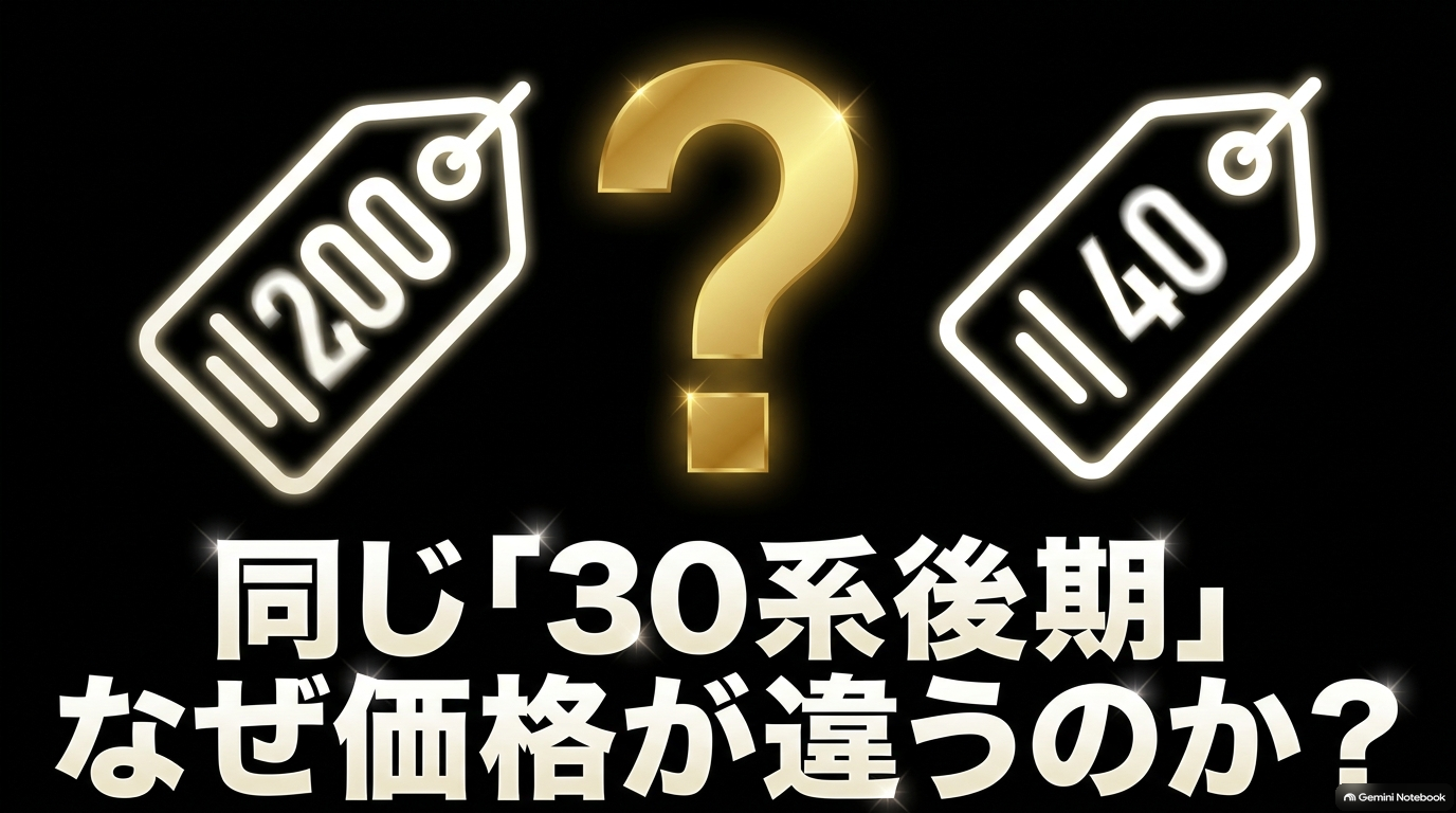 同じ30系後期アルファードでも査定価格に差が出る理由を問いかけるスライド