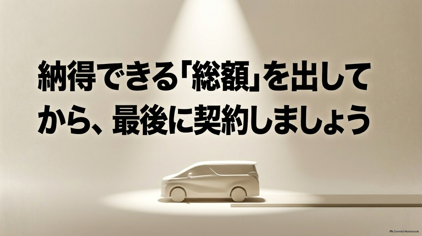 納得のいく総額を出した上で最終契約することを促すまとめスライド
