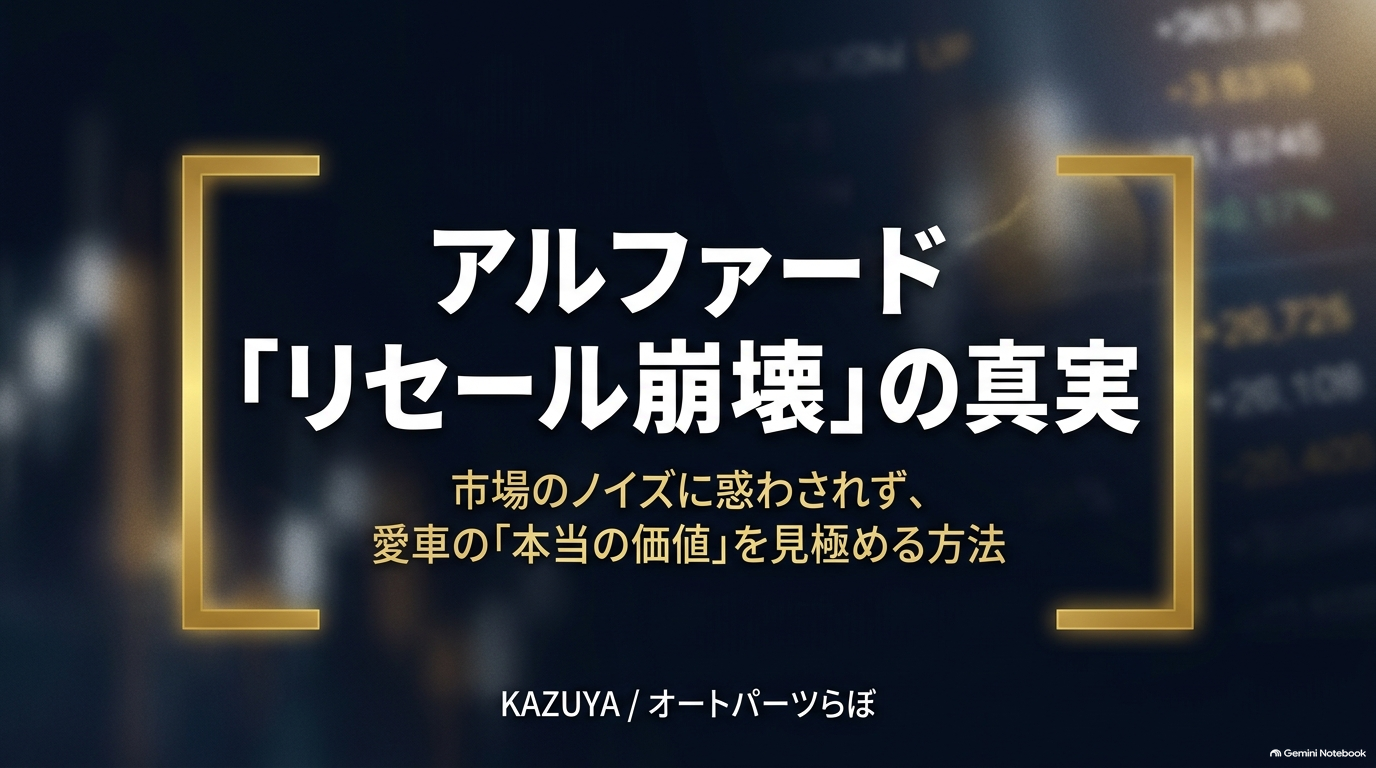 アルファード「リセール崩壊」の真実と、愛車の「本当の価値」を見極める方法についてのタイトルスライド