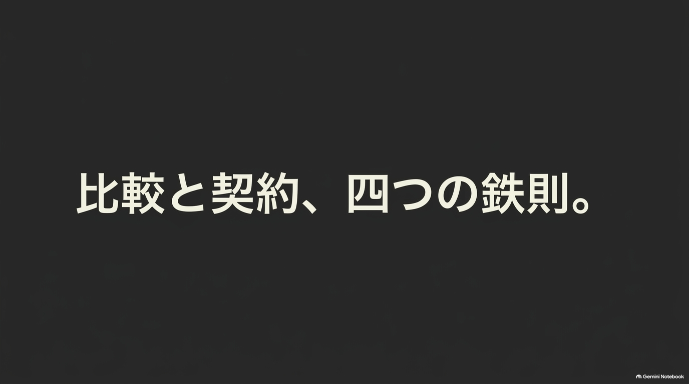 アルファード売却において損をしないための比較と契約に関する4つの鉄則を示すスライド